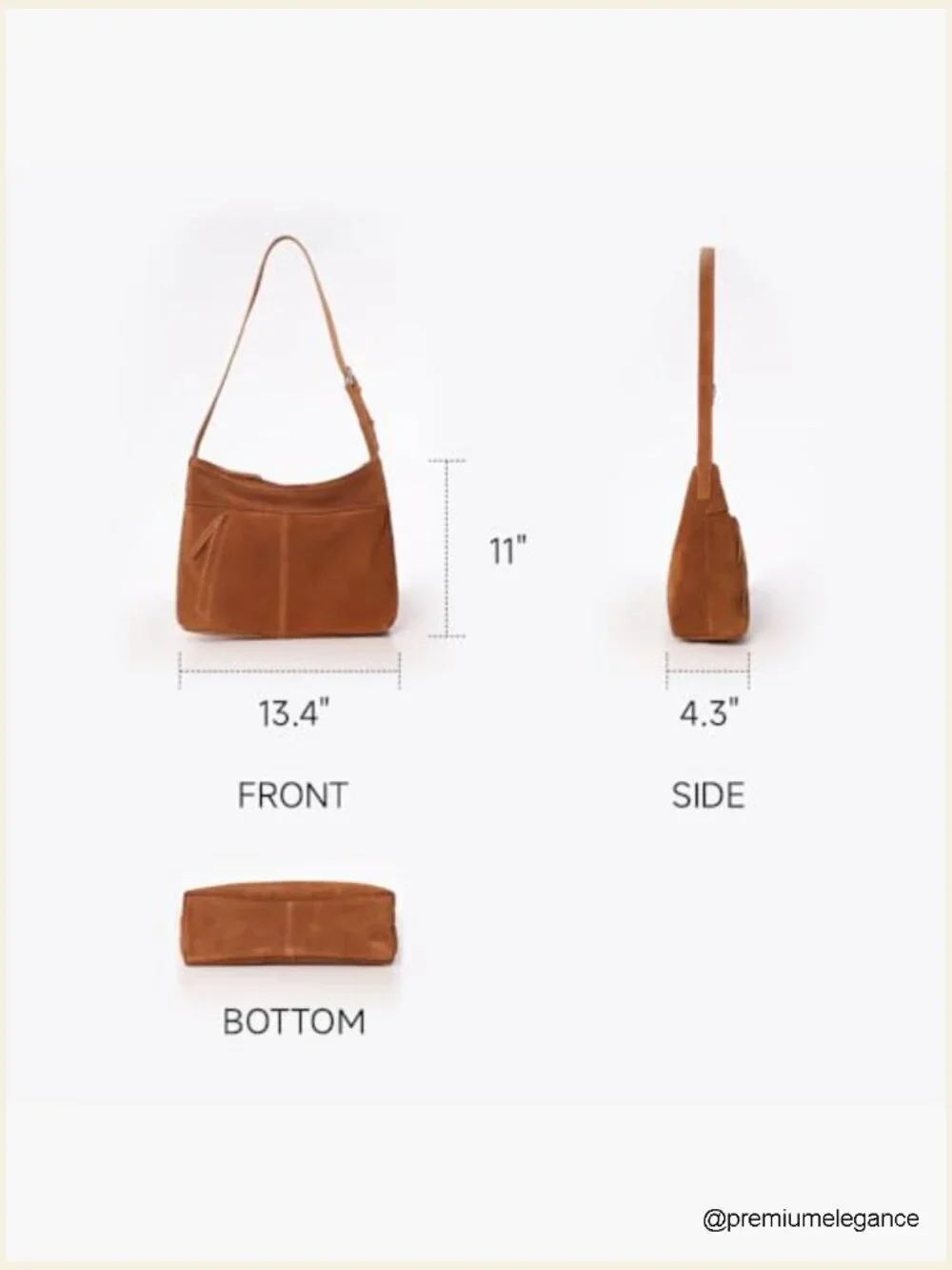 Slouchy Suede Leather Shoulder Crossbody Hobo Tote with Zip Top Pocket